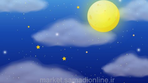 Background Scene With Fullmoon And Stars