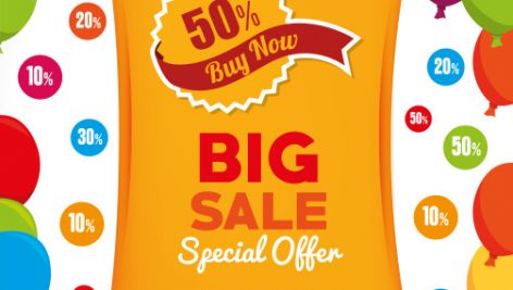 Big Sale Special Offer Buy Now Banner And Balloons