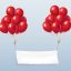 Blank Textile Banner Flying With Red Glossy Balloons