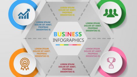 Business Infographics Circle With 6 Step And Business Icons