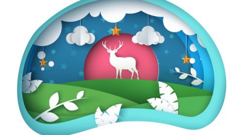 Cartoon Paper Landscape Deer Illustration