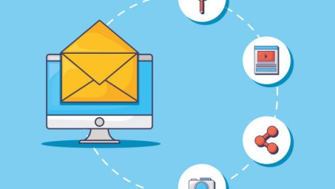 Computer With Envelope And Email Marketing Related Icons