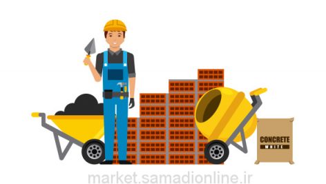 Construction Worker With Bricks Wall
