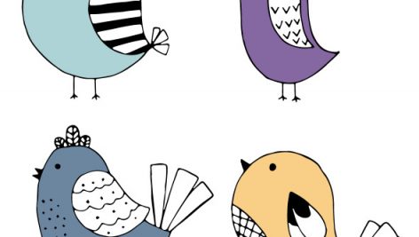 Cute Hand Drawn Collection Of Birds Doodle