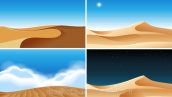 Four Background Scenes Of Deserts At Different Times