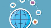 Global Sphere And Social Media Related Icons Around