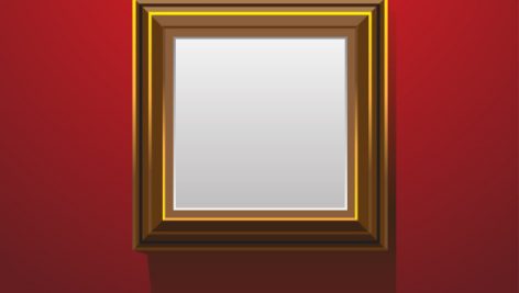 Gold Wood Frame White Blank On Red Wall