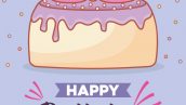 Happy Birthday Card With Birthday Cake Icon