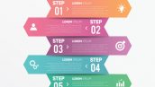 Infographics Template Of Five Steps On Banner Arrow