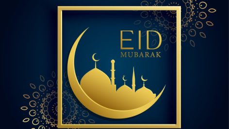 Moon And Mosque Concept Design For Eid Mubarak