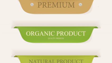 Natural Label And Organic Label Green Color And Leather Vintage Labels And Badges Design