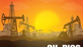 Oil Rig Industry Silhouettes Background