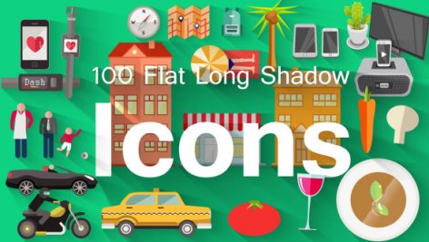Preview 100 Flat Long Shadow Icons 57390640