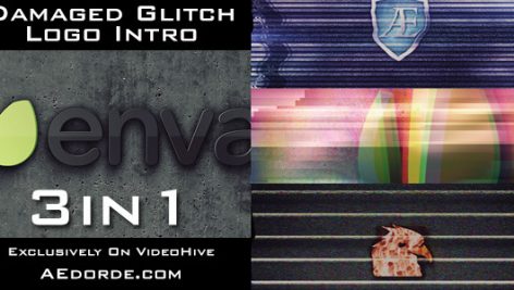 Preview Damaged Glitch Logo Intro 3In1 Pack 8318299