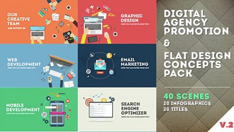 Preview Digital Agency Promotion Flat Design Concepts