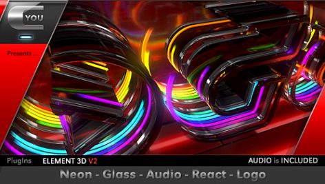Preview Neon Glass Audio React Logo 19640892