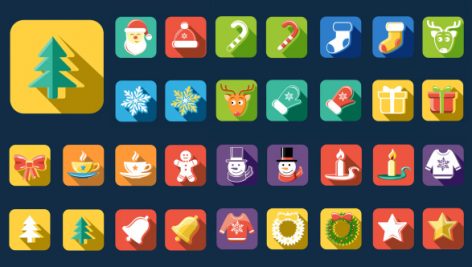 Preview Pond5 Flat Style Animated Christmas And New Year Icons 1