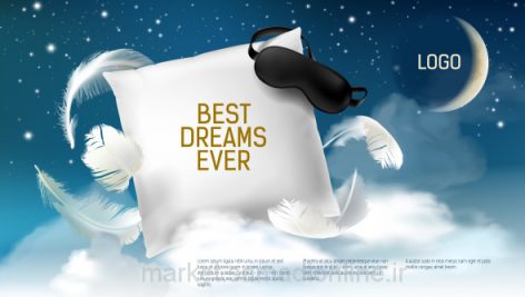 Realistic 3D Square Pillow With Blindfold On It For The Best Dreams Ever