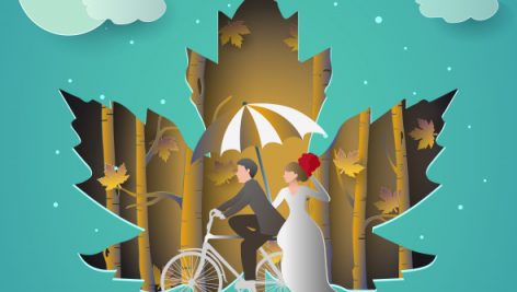 Romantic Couple Riding Bicycle