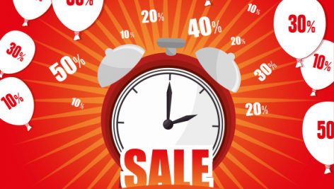 Sale Discount Clock Alarm Balloons Offer