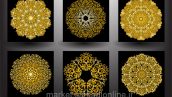 Set Of Gold Mandala Indian Floral Medallion 2