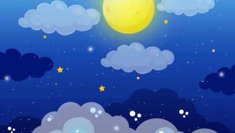 Sky Background With Fullmoon And Stars