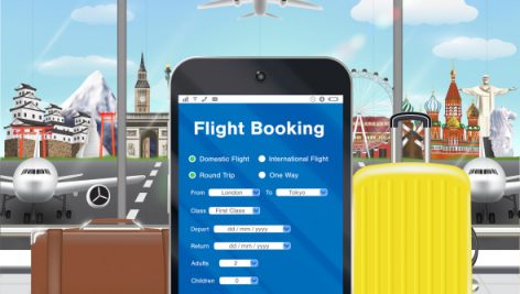Smartphone Online Flight Booking App In Airport