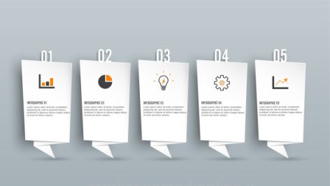 Template Timeline Infographic Colored Horizontal Numbered For Five Position