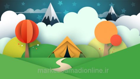 Tent Cartoon Paper Landscape