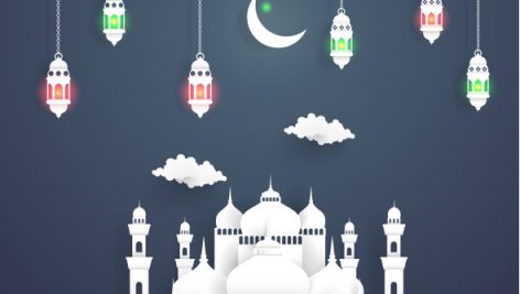 The Beauty Of Ramadan Kareem With The Illustration Of The Mosque And The Moon Paper Art S