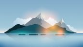 Vector Island Landscape And Mountains With Forest In The Sea