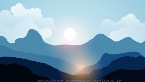 Vector Landscape View With Sunset