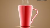 Vector Red Coffee Mugs On Brown Background