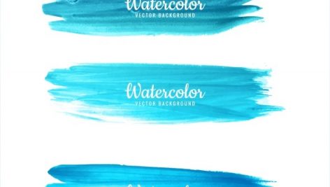 Watercolor Blue Hand Draw Strokes Set Vector Illustration