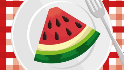 Watermelon Slice Over Plate