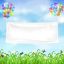 White Vinyl Banner Floating With Colorful Balloon