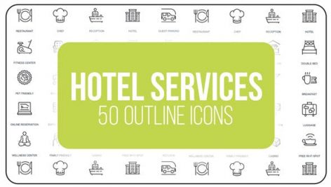 Preview Hotel Services 50 Thin Line Icons 23172131
