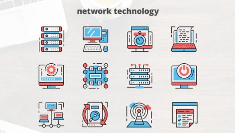Preview Network Technology Thin Line Icons 23455677