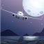 Freepik An Airplane Flying Over The Sea On Full Moon