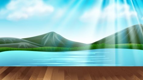 Freepik Background Scene With Lake And Mountains