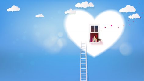 Freepik Beautiful Woman In Heart Window With Ladder Looking At Sky