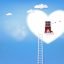 Freepik Beautiful Woman In Heart Window With Ladder Looking At Sky