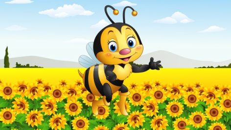 Freepik Cartoon Bee In The Sunflower Field