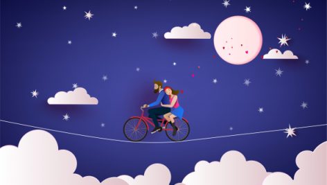 Freepik Couple Riding Bicycle To The Night Sky
