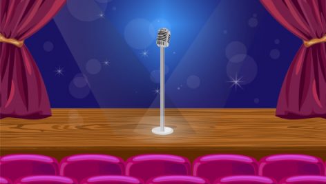 Freepik Curtain And Microphone On Stage With Lights