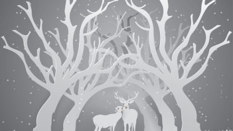 Freepik Deer Family In Forest With Snow In Winter Season Paper Craft Style