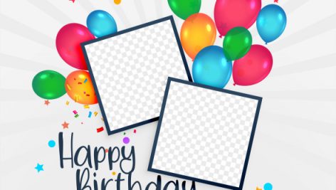 Freepik Happy Birthday Card With Photo Frame And Balloons