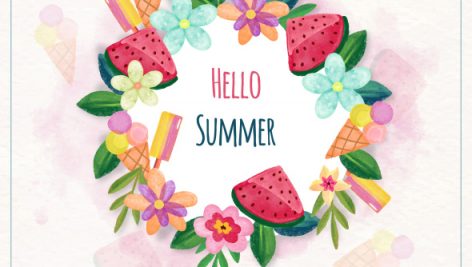 Freepik Hello Summer Background With Flowers And Food