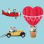 Freepik Hot Air Balloon Airplane Car Couple Cartoon