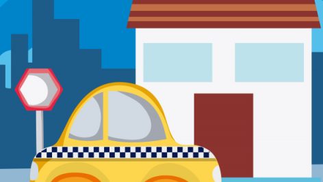 Freepik Taxi Cab On Neighborhood Vector Illustration Graphic Design